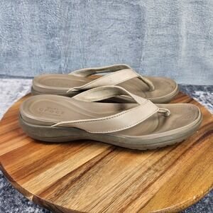 Crocs Capri V Flip Flops Women's Size 7 Beige Sandals Slide Comfort Casual Shoes